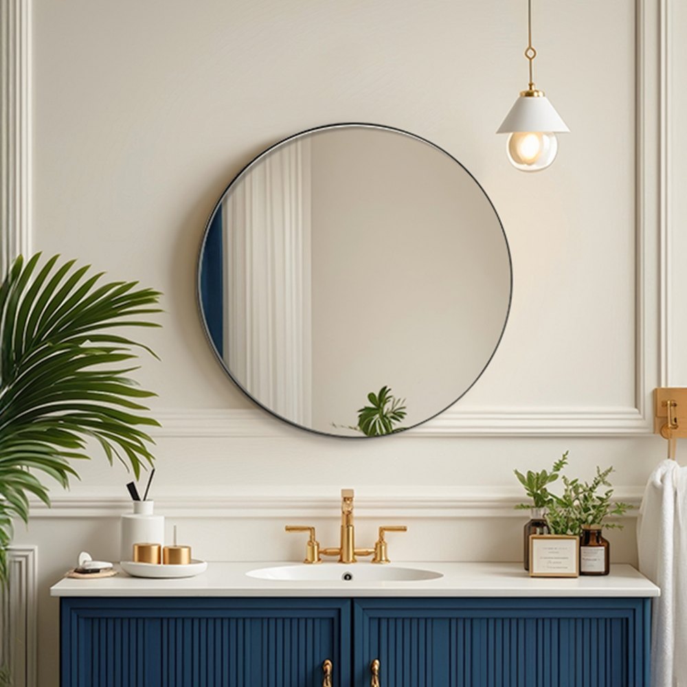 VEVOR Round Wall Mounted Mirror 30 in Mirror with Aluminium Alloy Frame 