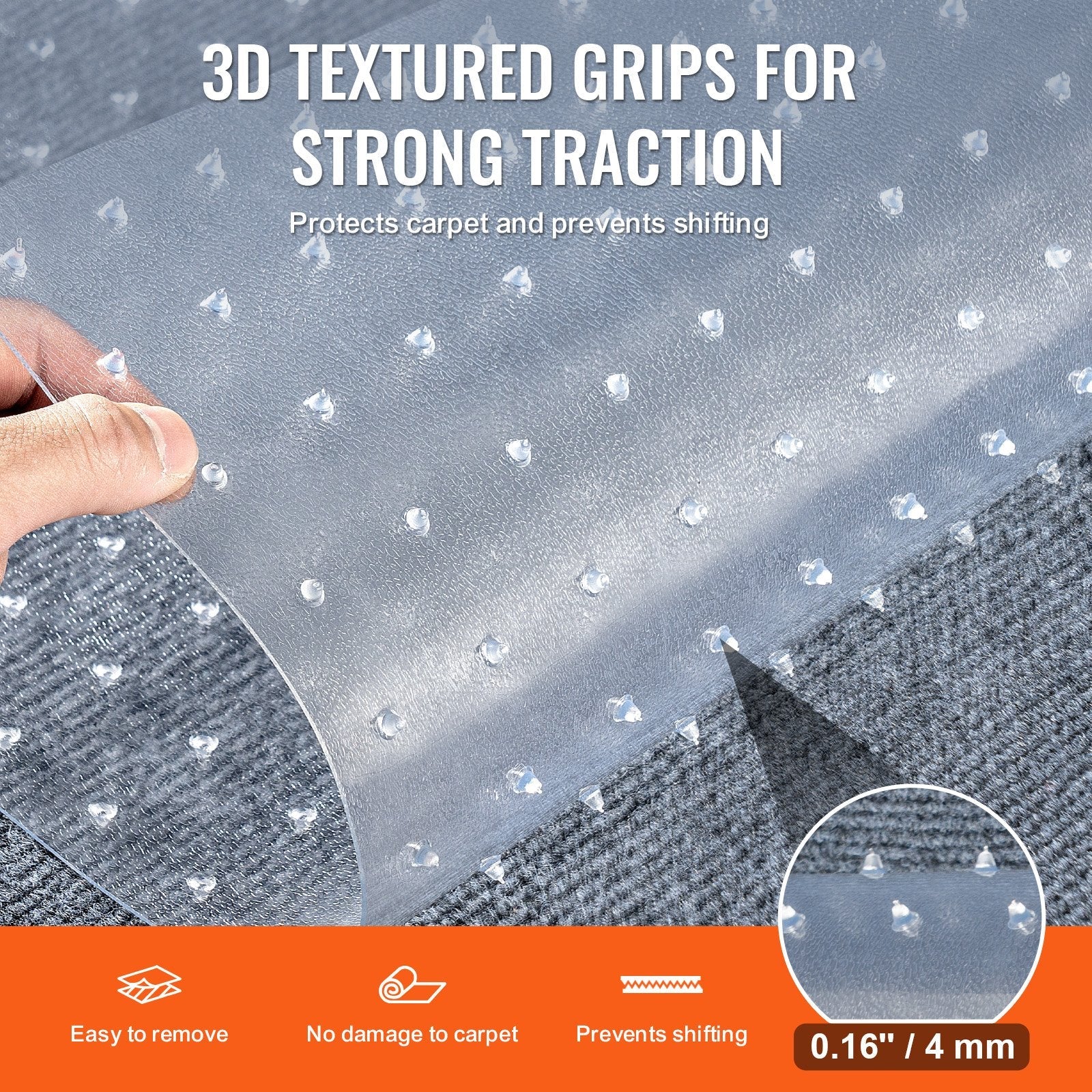 VEVOR Carpet Protector for Pets, 24" x 12' PVC Scratch-Proof Cat Carpet Protector for Doorway, Anti-Slip Cat Scratch Protector Mat, Easy to Cut Plastic Carpet Scratch Stopper, Cat Scratch Guard Carpet 