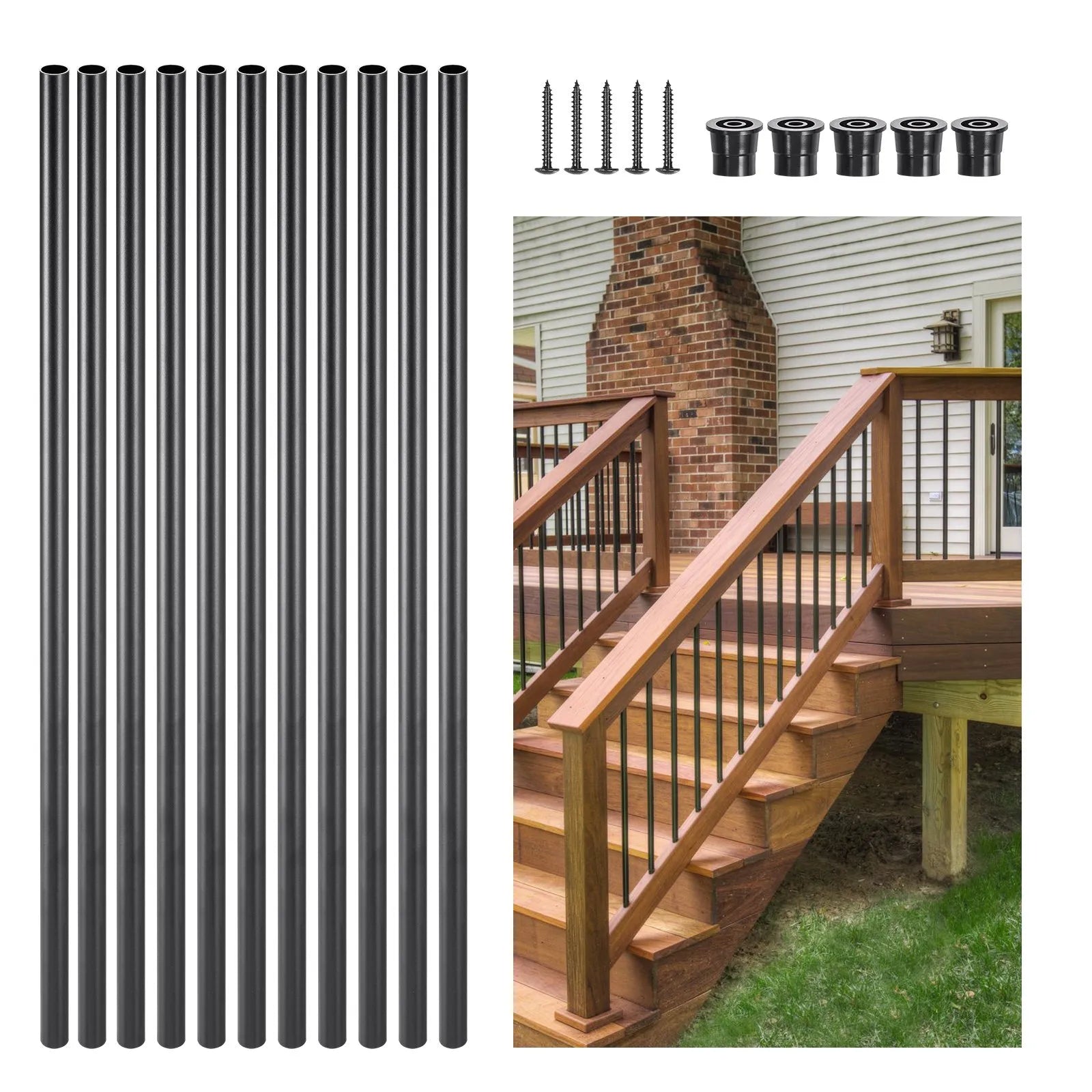 VEVOR Staircase Balusters 101 Pack 26 In Aluminum Spindles with Screws/Rail Caps