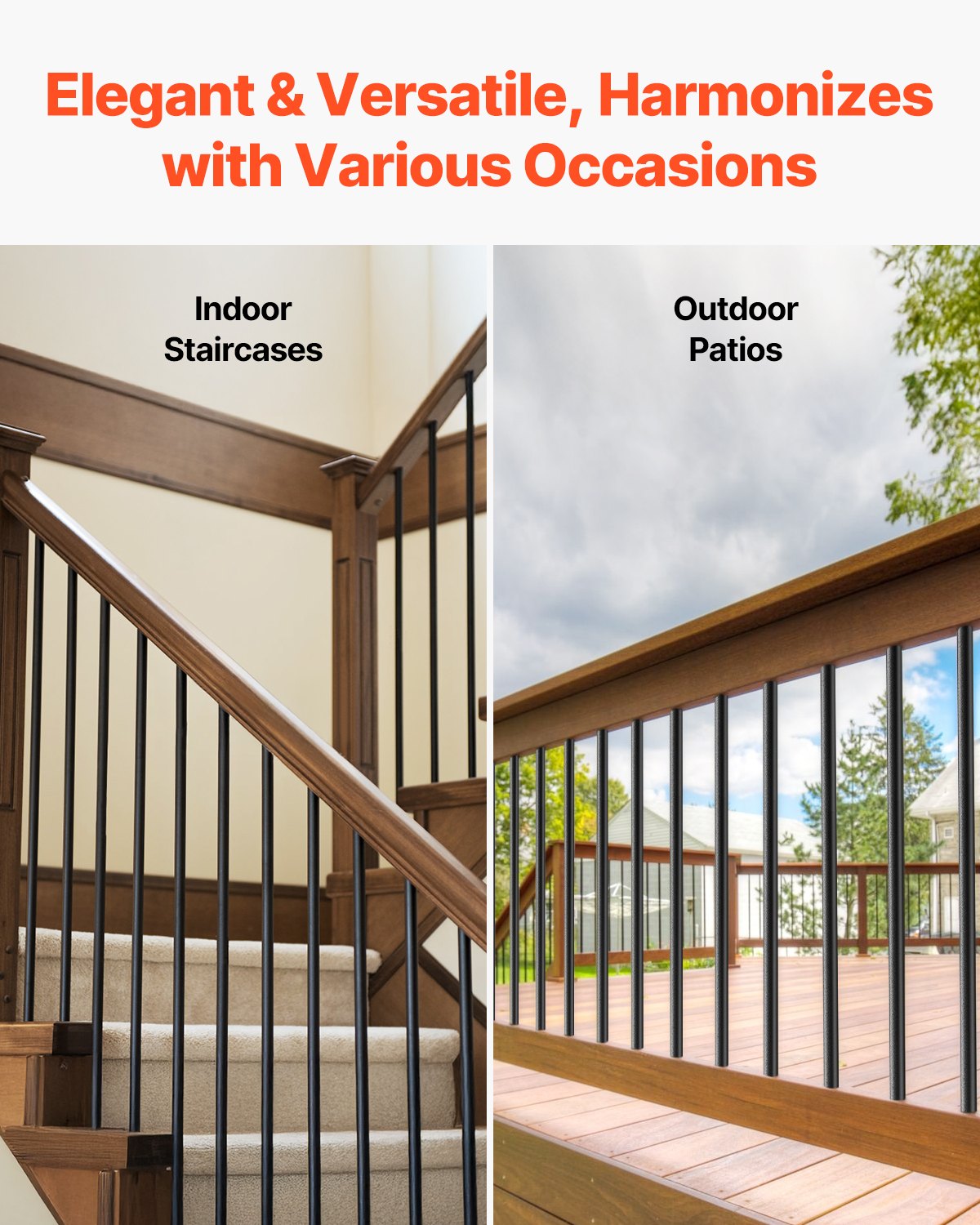 VEVOR Staircase Balusters 101 Pack 32 In Aluminum Spindles with Screws/Rail Caps 