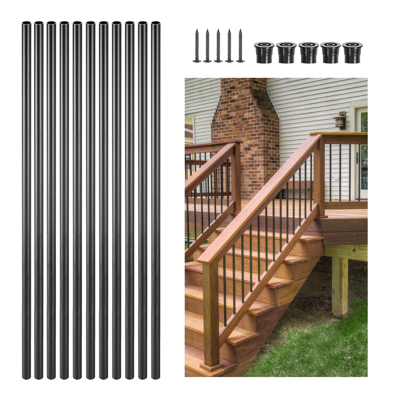 VEVOR Staircase Balusters 101 Pack 32 In Aluminum Spindles with Screws/Rail Caps 