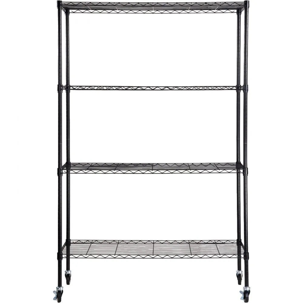 VEVOR Storage Shelving Unit with Wheels, 4-Tier Adjustable, 700 lbs Capacity, Heavy Duty Garage Shelves Metal Organizer Wire Rack, Black, 47.2" L x 17.7" W x 74" H for Kitchen Pantry Basement Bathroom
