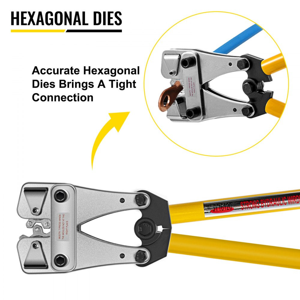 VEVOR Battery Cable Crimping Tool 10-120 mm2, Cable Lug Crimping Tool for Heavy Duty Wire Lugs, Battery Cable Crimper for AWG 8-4/0, Hexagon Lug Crimping Tool for Wire Cable Cutting and Crimping 