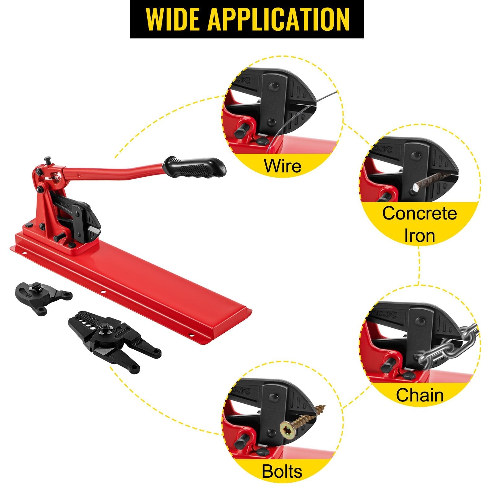 VEVOR Bench Swager Tool 24" Wire Rope Swaging Tool w/Crimper Cable Bolt Cutter Head Bench Crimper 1/16"-3/16" Aluminum/Copper Sleeves Bench Cable Alloy Steel Crimper Swager for1/2" Wire Rope Ferrules 
