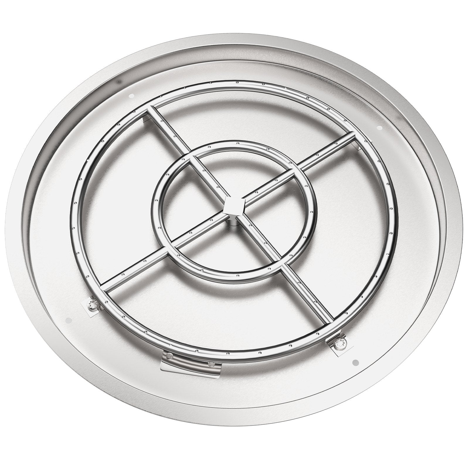 VEVOR Drop in Fire Pit Pan, 31" x 31" Round Fire Pit Burner, Stainless Steel Gas Fire Pan, Fire Pit Burner Pan w/ 1 Pack Volcanic Rock Fire Pit Insert w/ 300K BTU for Keeping Warm w/ Family & Friends 