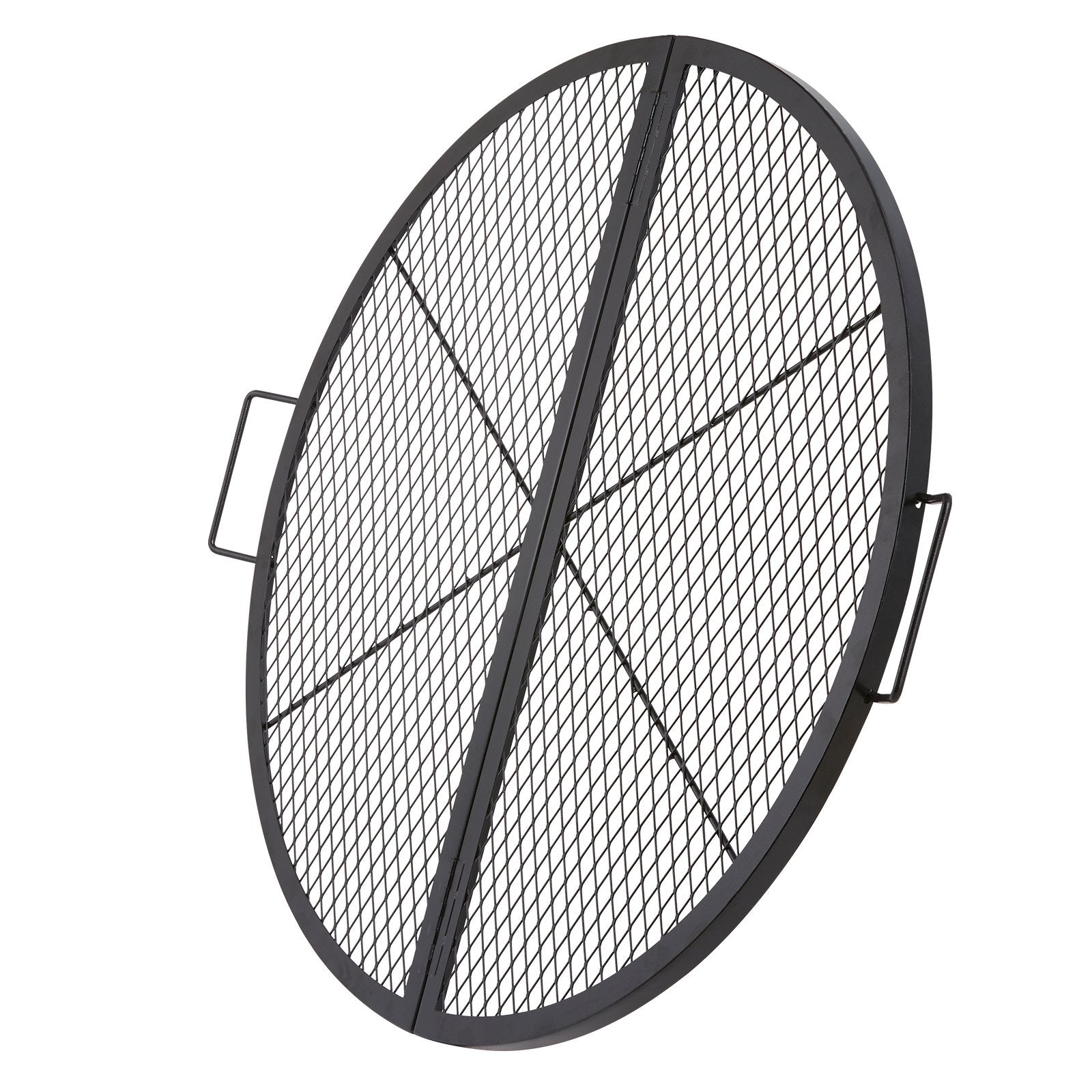 VEVOR X-Marks Fire Pit Grill Grate, Foldable Round Cooking Grate, Heavy Duty Steel Campfire BBQ Grill Grid with Handle and Support X Wire, Portable Camping Cookware for Outside Party, 36 Inch Black 