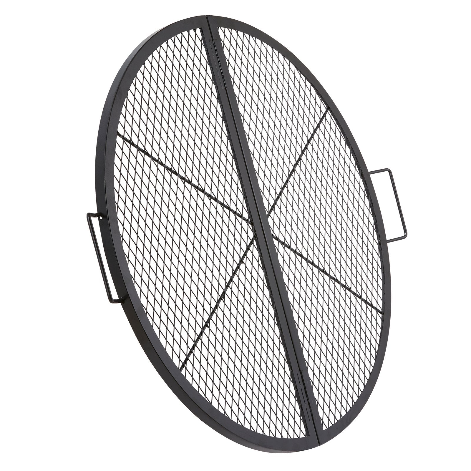 VEVOR X-Marks Fire Pit Grill Grate, Foldable Round Cooking Grate, Heavy Duty Steel Campfire BBQ Grill Grid with Handle and Support X Wire, Portable Camping Cookware for Outside Party, 36 Inch Black 