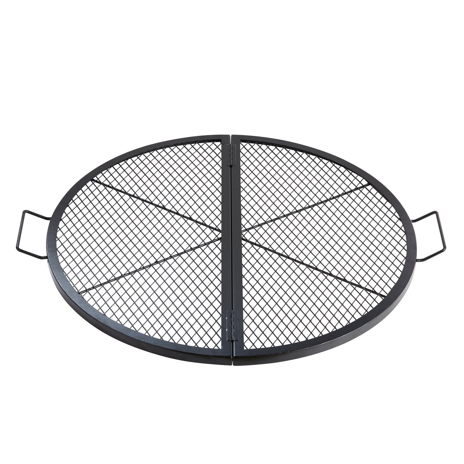 VEVOR X-Marks Fire Pit Grill Grate, Foldable Round Cooking Grate, Heavy Duty Steel Campfire BBQ Grill Grid with Handle and Support X Wire, Portable Camping Cookware for Outside Party, 36 Inch Black 