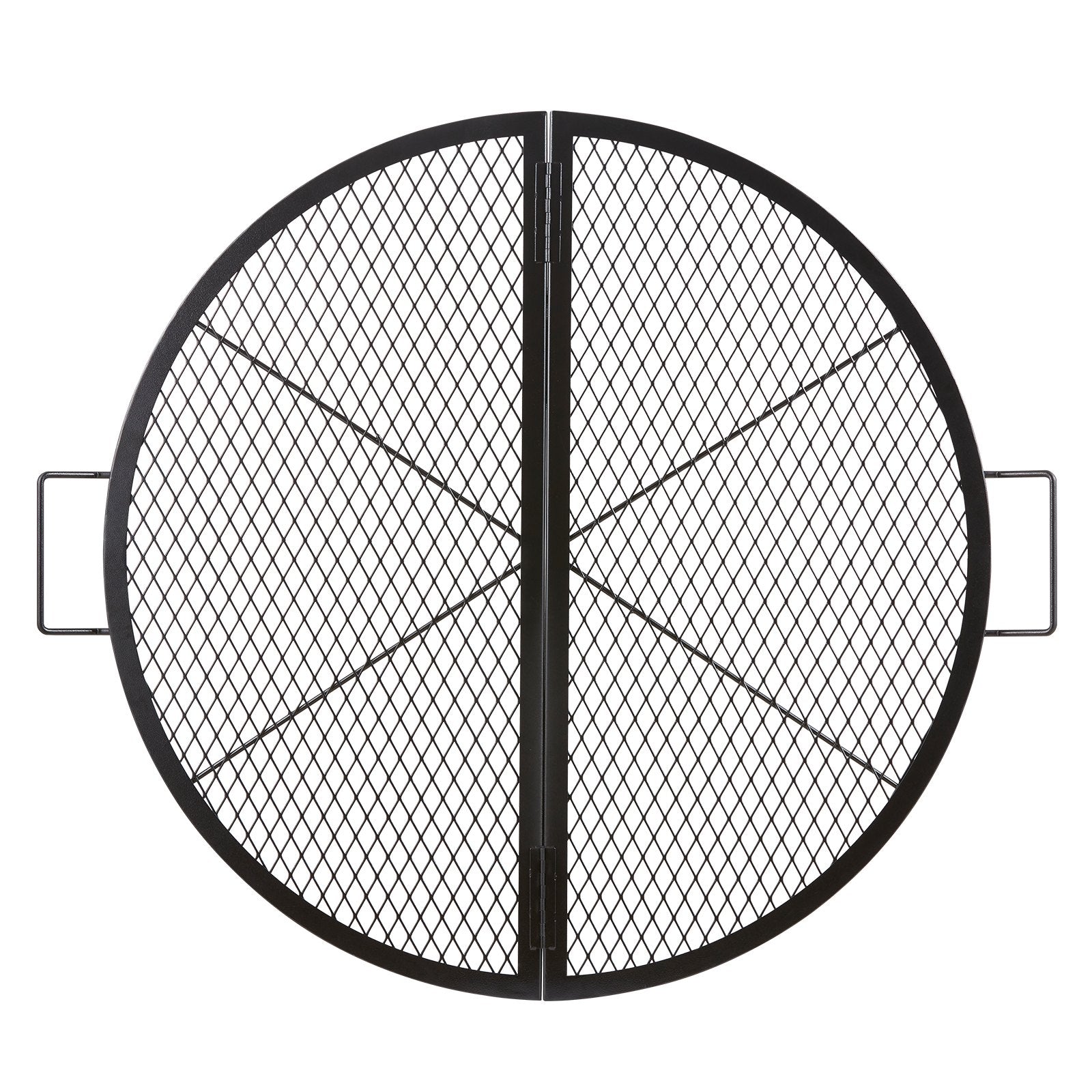 VEVOR X-Marks Fire Pit Grill Grate, Foldable Round Cooking Grate, Heavy Duty Steel Campfire BBQ Grill Grid with Handle and Support X Wire, Portable Camping Cookware for Outside Party, 36 Inch Black 