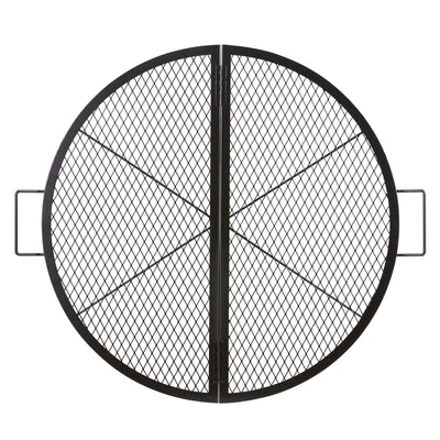 VEVOR X-Marks Fire Pit Grill Grate, Foldable Round Cooking Grate, Heavy Duty Steel Campfire BBQ Grill Grid with Handle and Support X Wire, Portable Camping Cookware for Outside Party, 36 Inch Black 