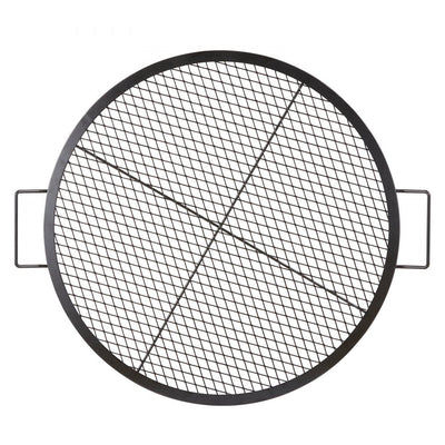 VEVOR X-Marks Fire Pit Grill Grate, Round Cooking Grate, Heavy Duty Steel Campfire BBQ Grill Grid with Handle and Support X Wire, Portable Camping Cookware for Outside Party & Gathering, 30 Inch Black 