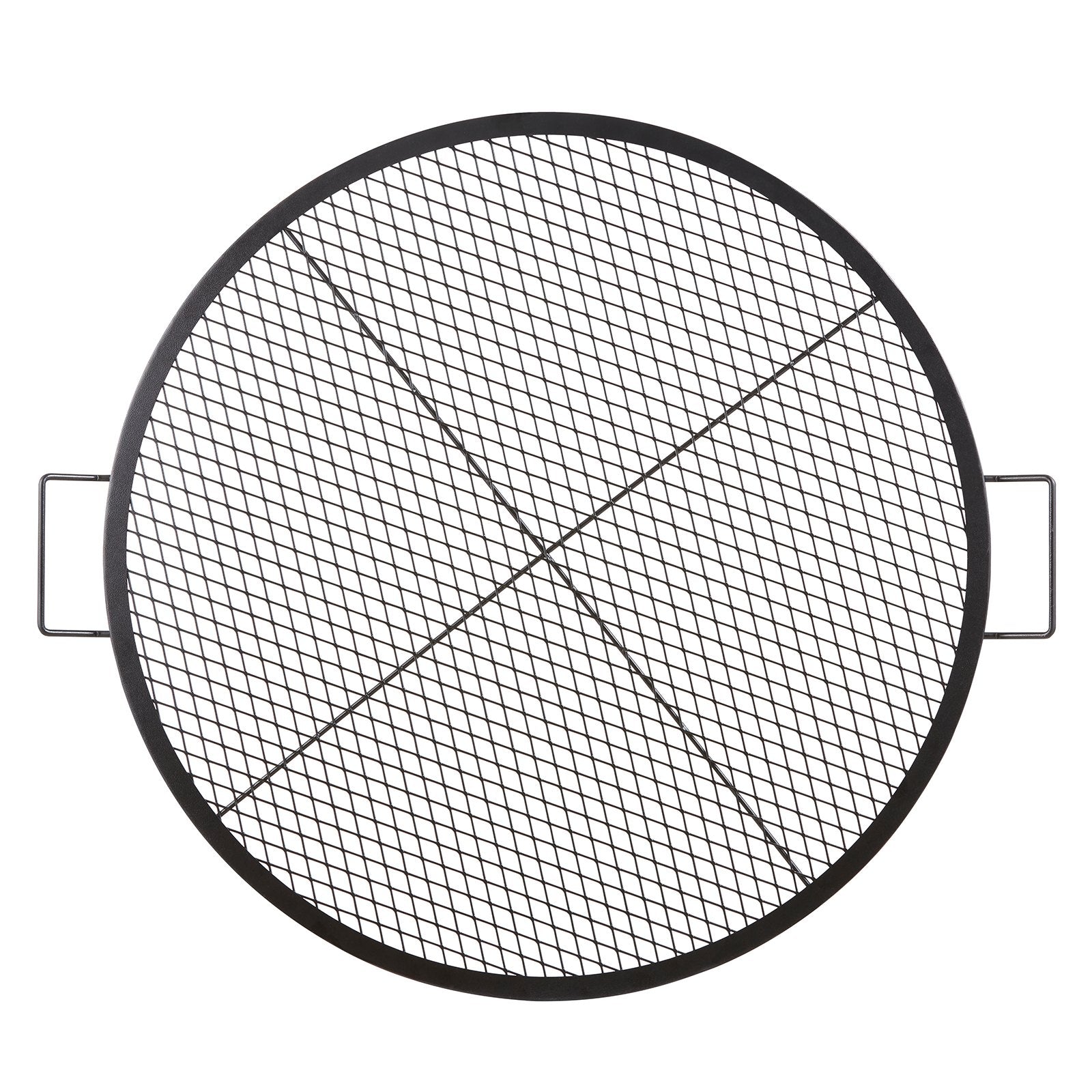 VEVOR X-Marks Fire Pit Grill Grate, Round Cooking Grate, Heavy Duty Steel Campfire BBQ Grill Grid with Handle and Support X Wire, Portable Camping Cookware for Outside Party & Gathering, 36 Inch Black 