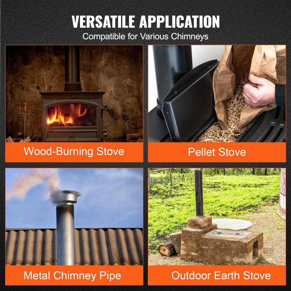 VEVOR Chimney Cap, 6 inch, 304 Stainless Steel Round Roof Rain Cap, 11.81-inch Increased Caps, All Weather & Reinforced Screws & Easy Installation, for Perfect Insulation Vent Cover Outside, Silver 