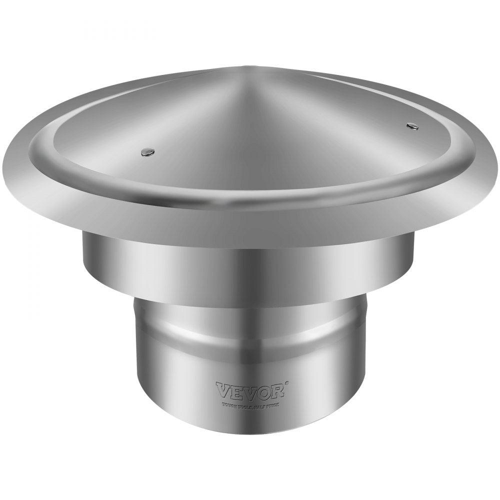 VEVOR Chimney Cap, 6 inch, 304 Stainless Steel Round Roof Rain Cap, 11.81-inch Increased Caps, All Weather & Reinforced Screws & Easy Installation, for Perfect Insulation Vent Cover Outside, Silver 