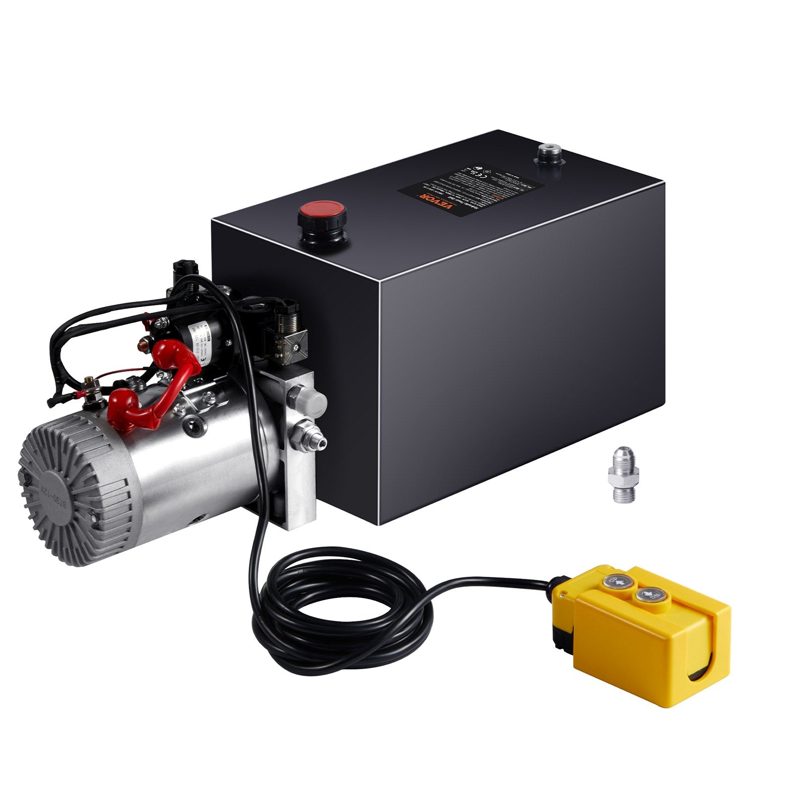 VEVOR Hydraulic Pump, 15 Quart Hydraulic Power Unit, Double Acting Dump Trailer Pump, 0.91 GPM Flow Rate, 3200 PSI Max Relief Pressure, DC 12V Hydraulic Pump for Dump Trailer Car Lifting 