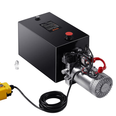 VEVOR Hydraulic Pump, 15 Quart Hydraulic Power Unit, Double Acting Dump Trailer Pump, 0.91 GPM Flow Rate, 3200 PSI Max Relief Pressure, DC 12V Hydraulic Pump for Dump Trailer Car Lifting 