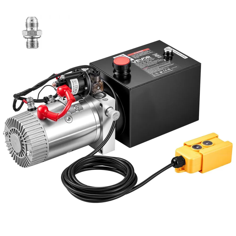 4-Quart 12V Hydraulic Pump – Single-Acting 1.6kW Power Unit, 3200 PSI