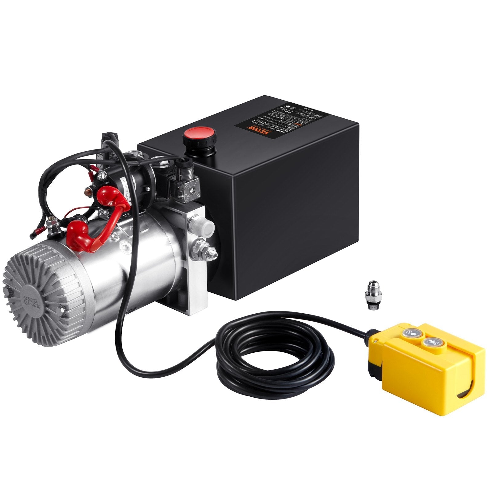 VEVOR Hydraulic Pump, 8 Quart Hydraulic Power Unit, Double Acting Dump Trailer Pump, 0.91 GPM Flow Rate, 3200 PSI Max Relief Pressure, DC 12V Hydraulic Pump for Dump Trailer Car Lifting 
