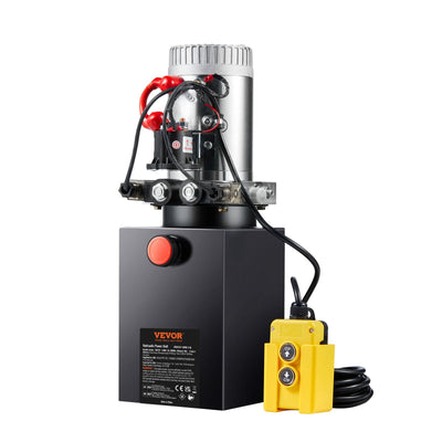 VEVOR Hydraulic Pump, 8 Quart Hydraulic Power Unit, Double Acting Dump Trailer Pump, 0.91 GPM Flow Rate, 3200 PSI Max Relief Pressure, DC 12V Hydraulic Pump for Dump Trailer Car Lifting 