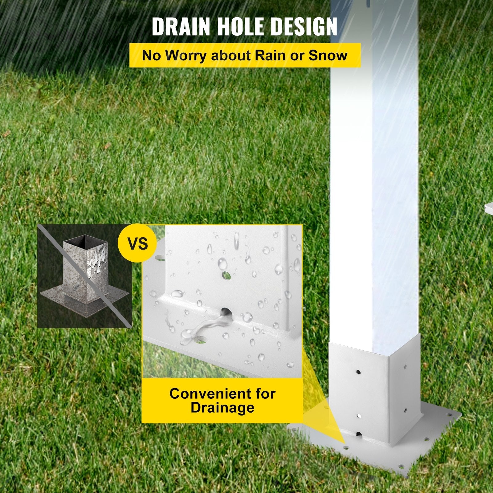 Vevor Post Base Mailbox Base Plate 4"x4" White Powder-coated Steel Surface Mount 