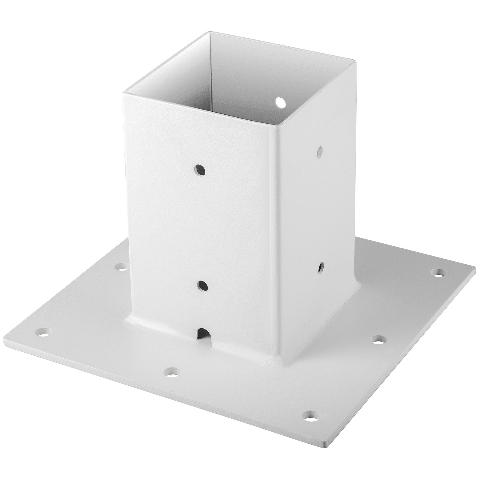 Vevor Post Base Mailbox Base Plate 4"x4" White Powder-coated Steel Surface Mount 