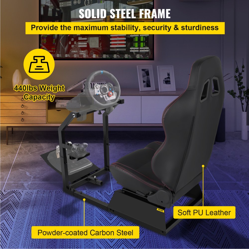 Racing Simulator Cockpit Gaming Chair W/ Stand For Logitech G920 G29 Ps3 Xbox360 