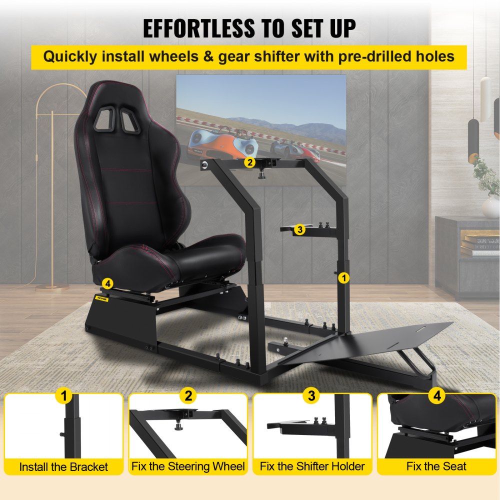 Racing Simulator Cockpit Gaming Chair W/ Stand For Logitech G920 G29 Ps3 Xbox360 