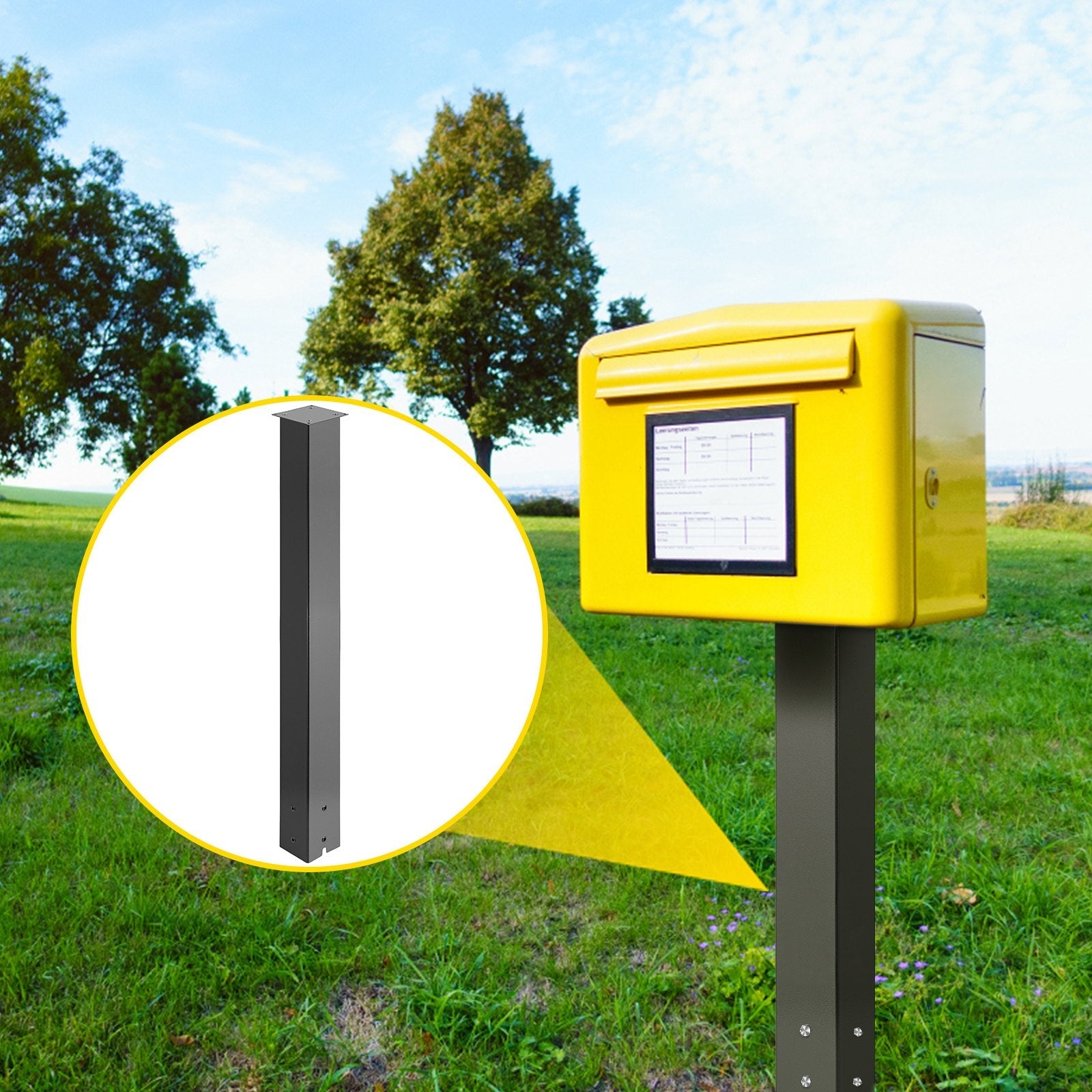 Vevor Mailbox Post Stand Mail Box Post 43"black Powder-coated Steel For Outdoor 