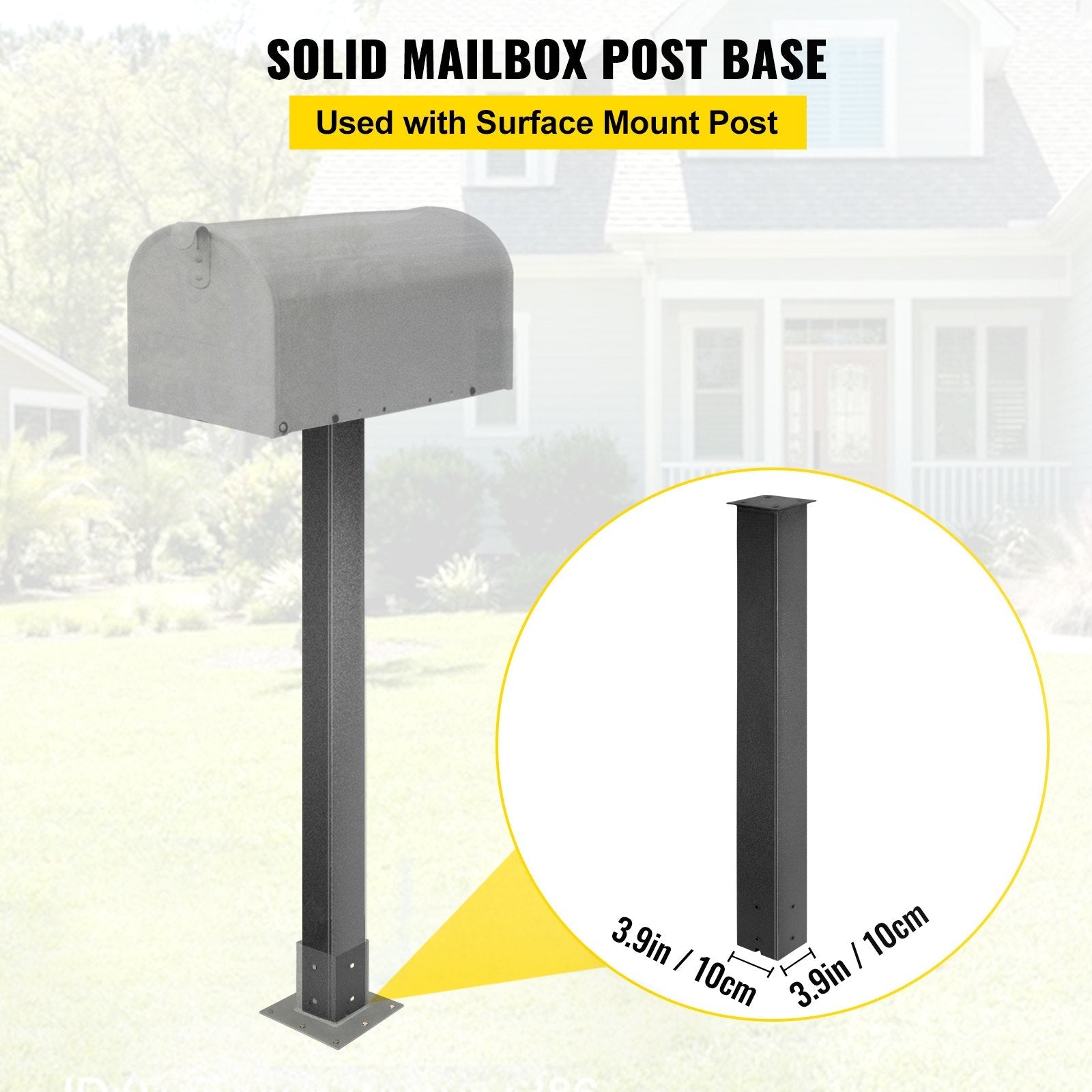 Vevor Mailbox Post Stand Mail Box Post 43"black Powder-coated Steel For Outdoor 