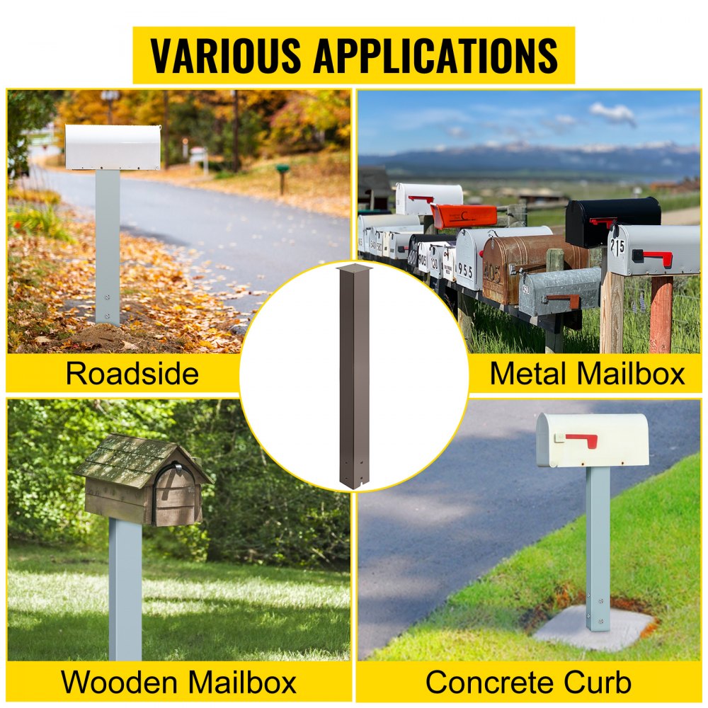 Vevor Mailbox Post Stand Mail Box Post 43" Bronze Powder-coated Steel Outdoor 