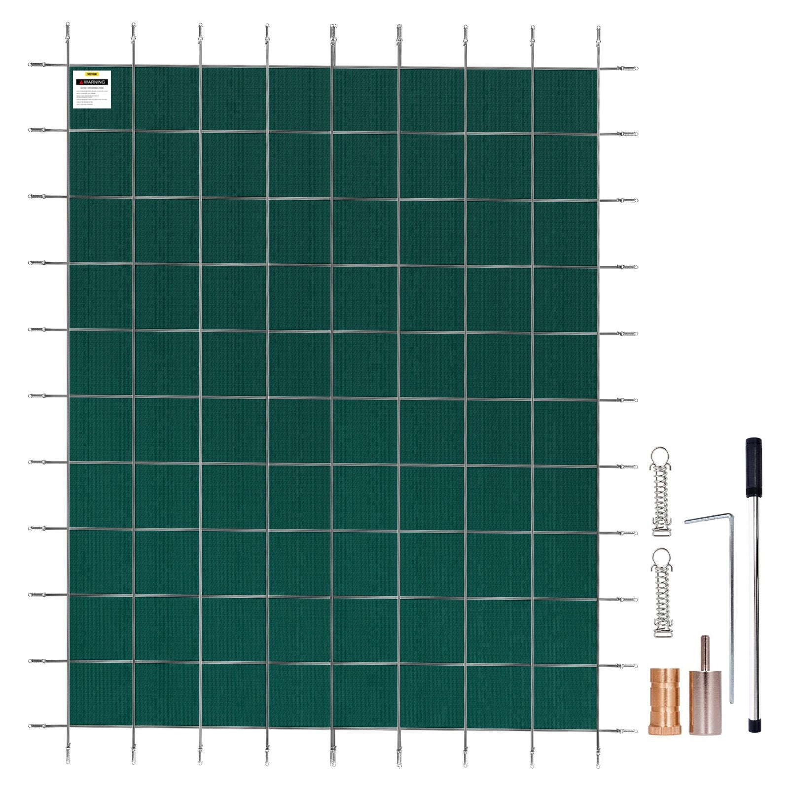 VEVOR Pool Safety Cover, Inground Pool Cover Fit for PP Material, Rectangle Inground Safety Pool Cover Green, Mesh Solid Pool Safety Cover for Swimming Pool Winter Safety Cover (16x36 ft) 