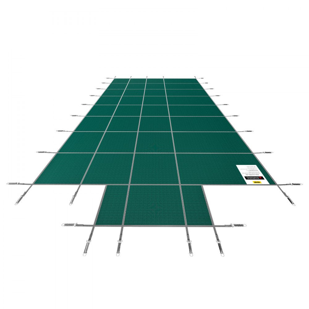 VEVOR Pool Safety Cover Fits18x36ft Inground Safety Pool Cover Green Mesh with 4x8ft Center End Steps Solid Pool Safety Cover for Swimming Pool Winter 
