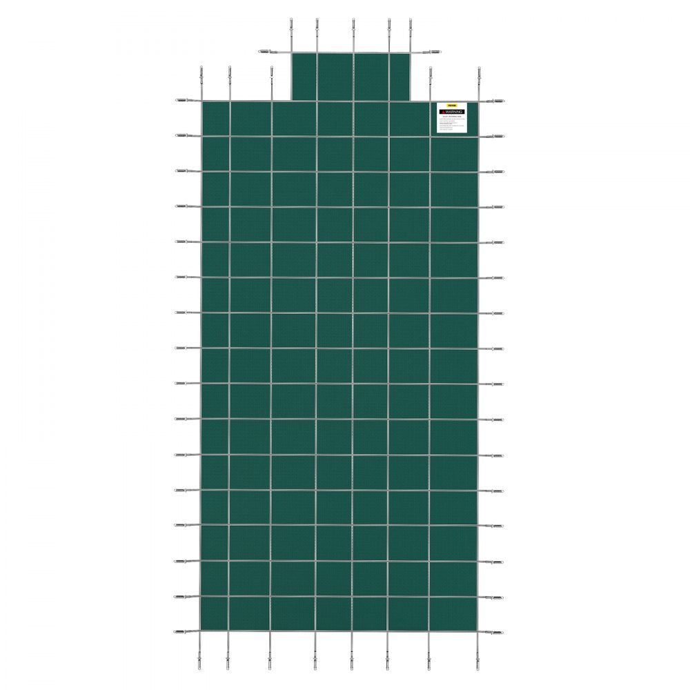 VEVOR Pool Safety Cover Fits 20x40ft Rectangle Inground Safety Pool Cover Green Mesh with 4x8ft Center End Steps Solid Pool Safety Cover for Swimming Pool Winter Safety Cover 