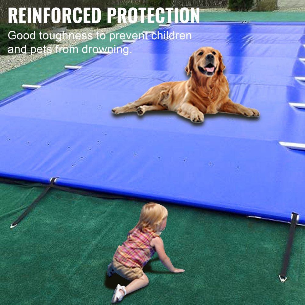 VEVOR Pool Safety Cover, 10.5x20 ft In-ground Pool Cover, Blue In-ground Pool Cover, PVC Pool Covers Rectangular Solid Safety Pool Cover with Aluminum Battens for Swimming Pool Winter Protection Cover 