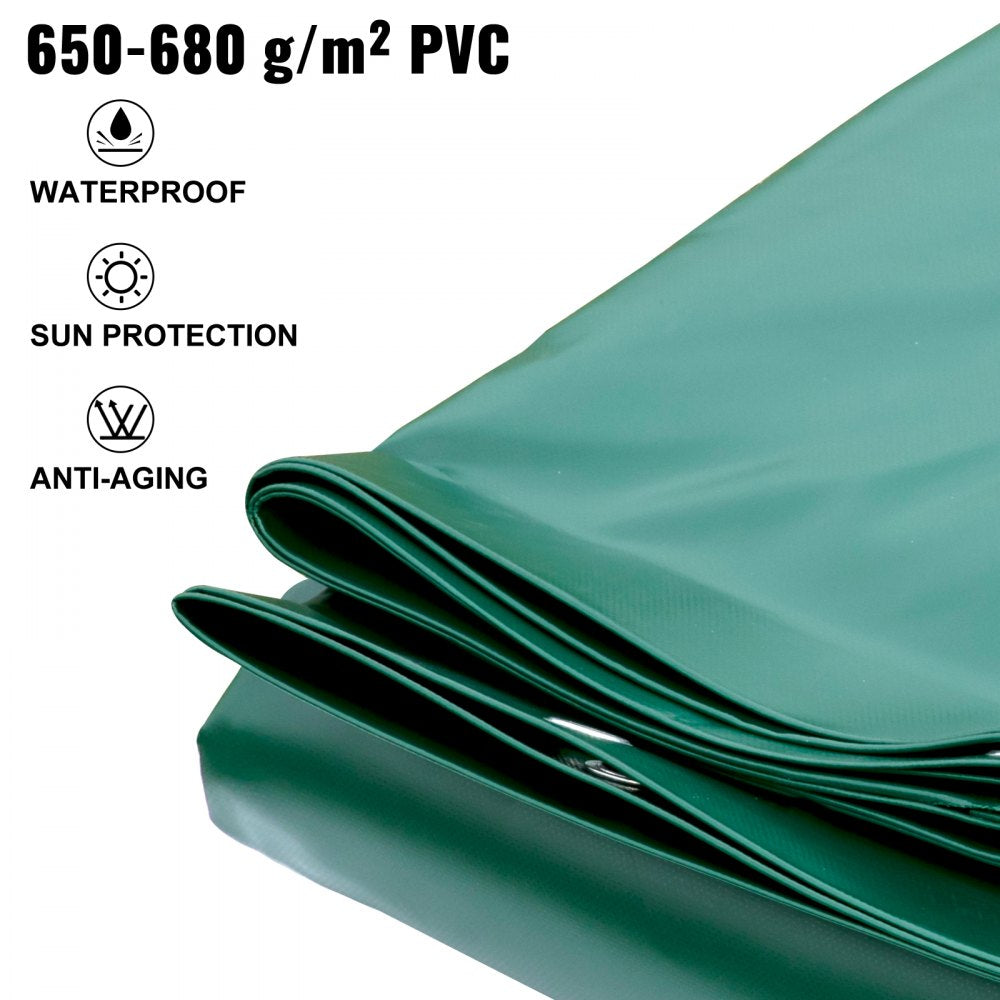 VEVOR Pool Safety Cover, 11.5x19.6 ft In-ground Pool Cover, Green PVC Pool Covers, Rectangular Safety Pool Cover In-ground Cover Solid Safety Pool Cover for Swimming Pool Winter Protection Cover 