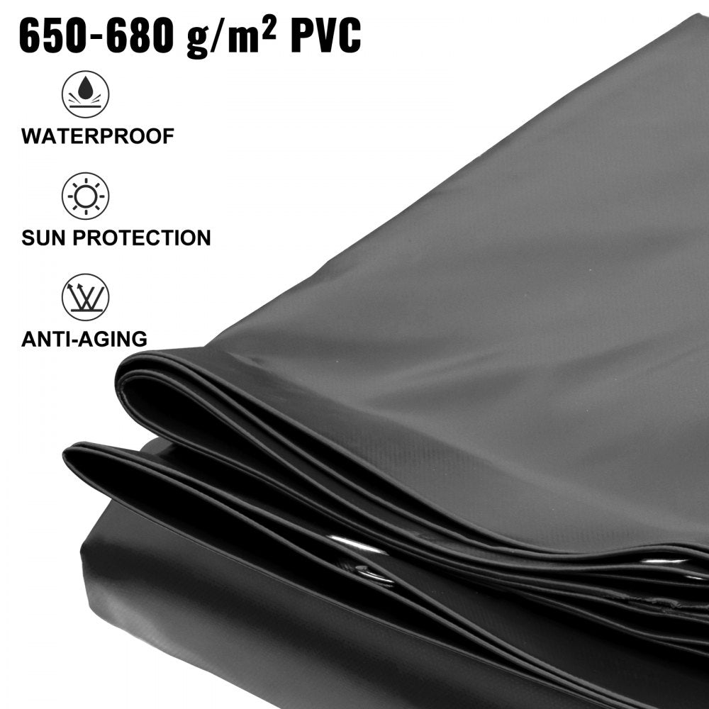 VEVOR Pool Safety Cover, 11.5x16 ft In-ground Pool Cover, Black In-ground Pool Cover, PVC Pool Covers Rectangular Safety Pool Cover Solid Safety Pool Cover for Swimming Pool Winter Protection Cover 