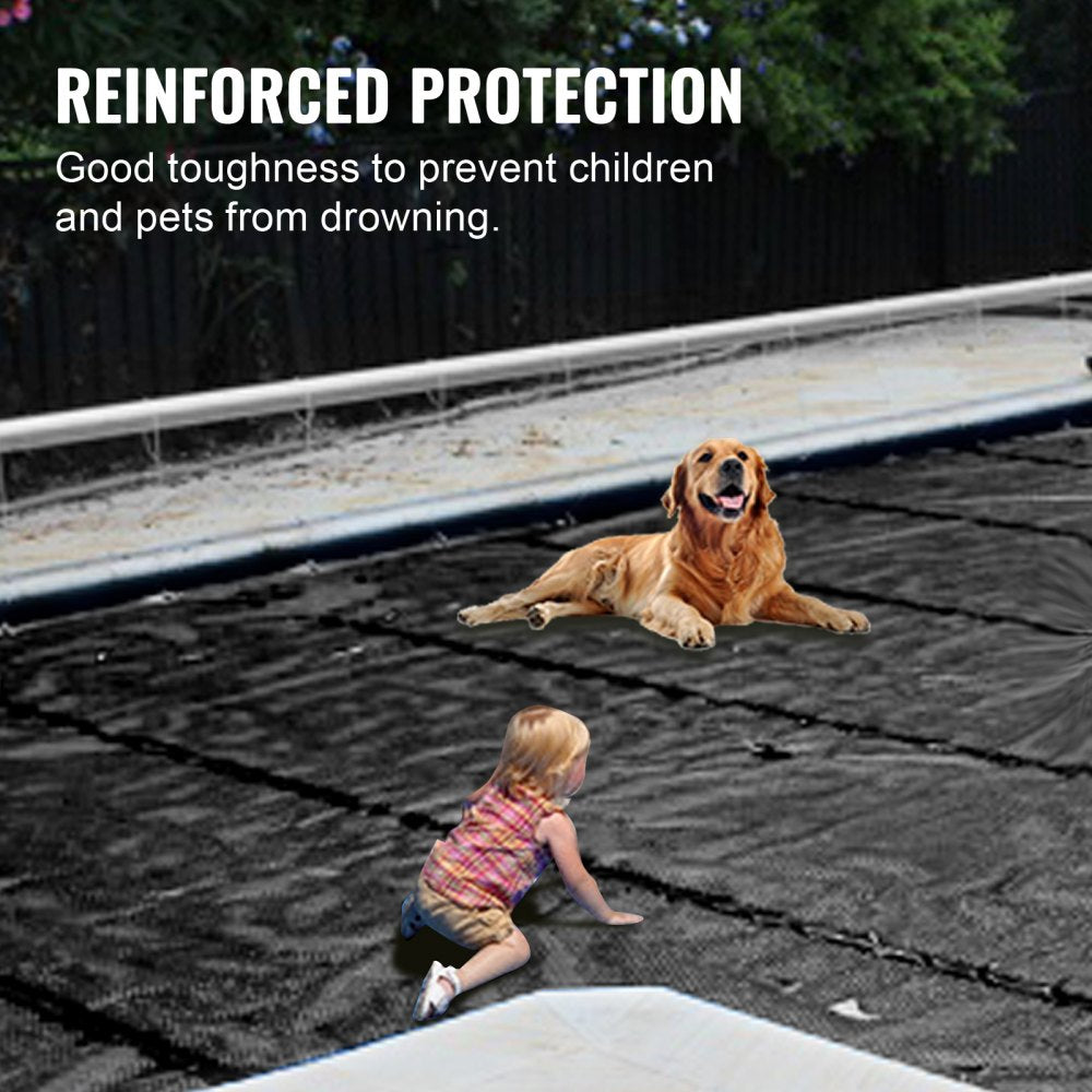 VEVOR Pool Safety Cover, 11.5x16 ft In-ground Pool Cover, Black In-ground Pool Cover, PVC Pool Covers Rectangular Safety Pool Cover Solid Safety Pool Cover for Swimming Pool Winter Protection Cover 
