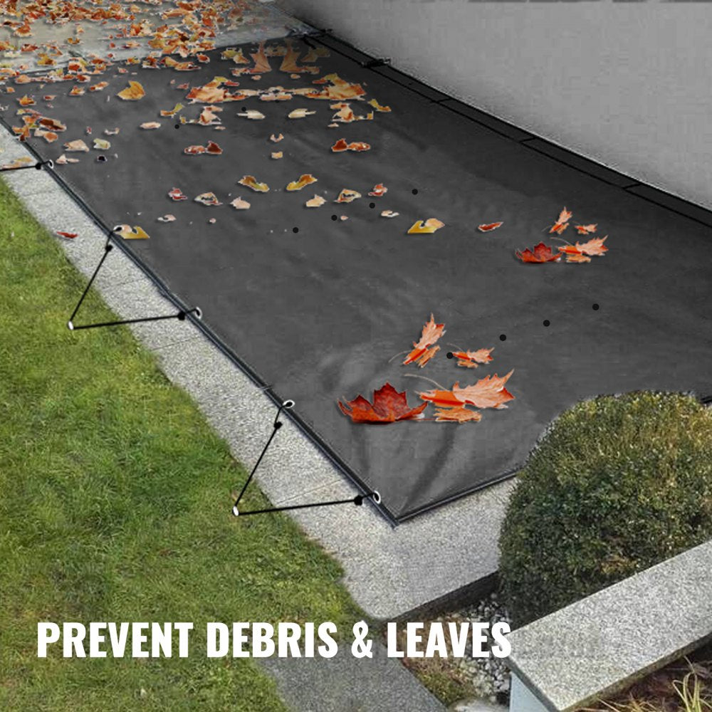 VEVOR Pool Safety Cover, 11.5x16 ft In-ground Pool Cover, Black In-ground Pool Cover, PVC Pool Covers Rectangular Safety Pool Cover Solid Safety Pool Cover for Swimming Pool Winter Protection Cover 