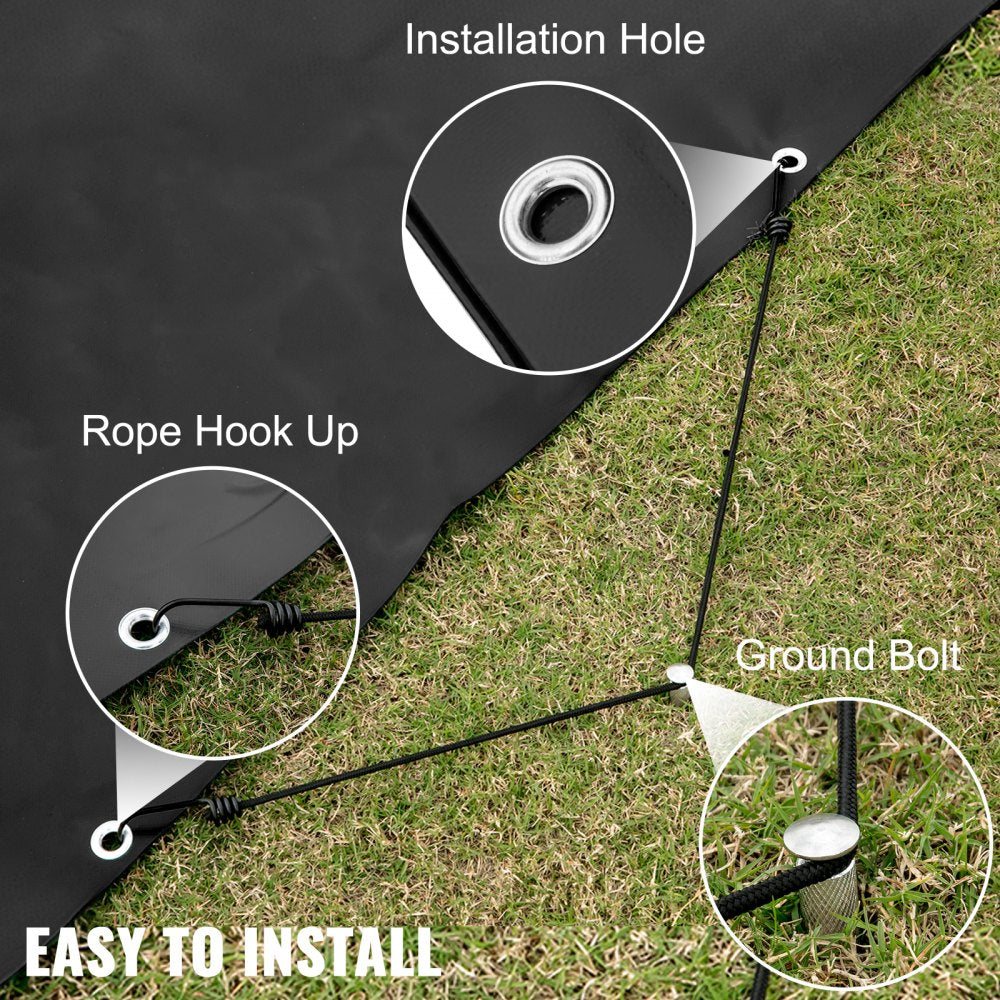 VEVOR Pool Safety Cover, 11.5x16 ft In-ground Pool Cover, Black In-ground Pool Cover, PVC Pool Covers Rectangular Safety Pool Cover Solid Safety Pool Cover for Swimming Pool Winter Protection Cover 