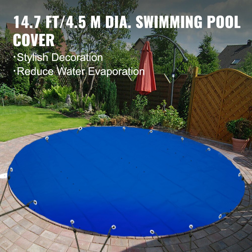 VEVOR Pool Safety Cover, 14.7 ft Dia. In-ground Pool Cover, Blue PVC Pool Covers, Round Safety Pool Cover In-ground Safety Cover Solid Safety Pool Cover for Swimming Pool Winter Protection Cover 