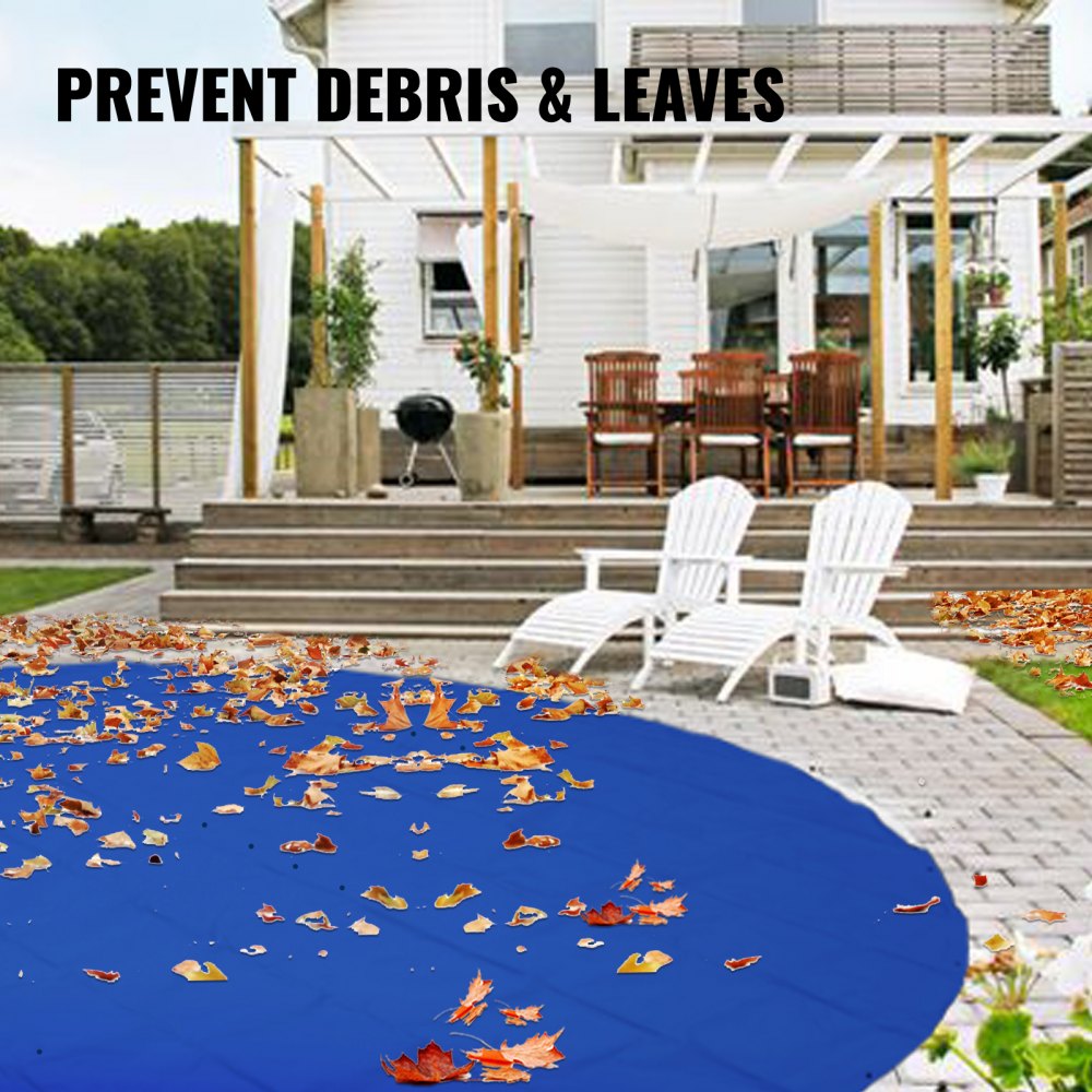 VEVOR Pool Safety Cover, 14.7 ft Dia. In-ground Pool Cover, Blue PVC Pool Covers, Round Safety Pool Cover In-ground Safety Cover Solid Safety Pool Cover for Swimming Pool Winter Protection Cover 