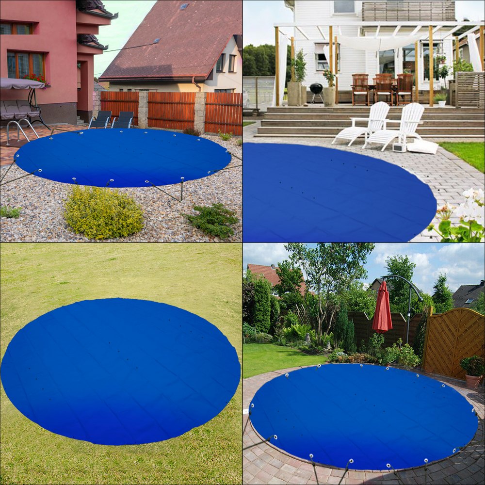 VEVOR Pool Safety Cover, 14.7 ft Dia. In-ground Pool Cover, Blue PVC Pool Covers, Round Safety Pool Cover In-ground Safety Cover Solid Safety Pool Cover for Swimming Pool Winter Protection Cover 