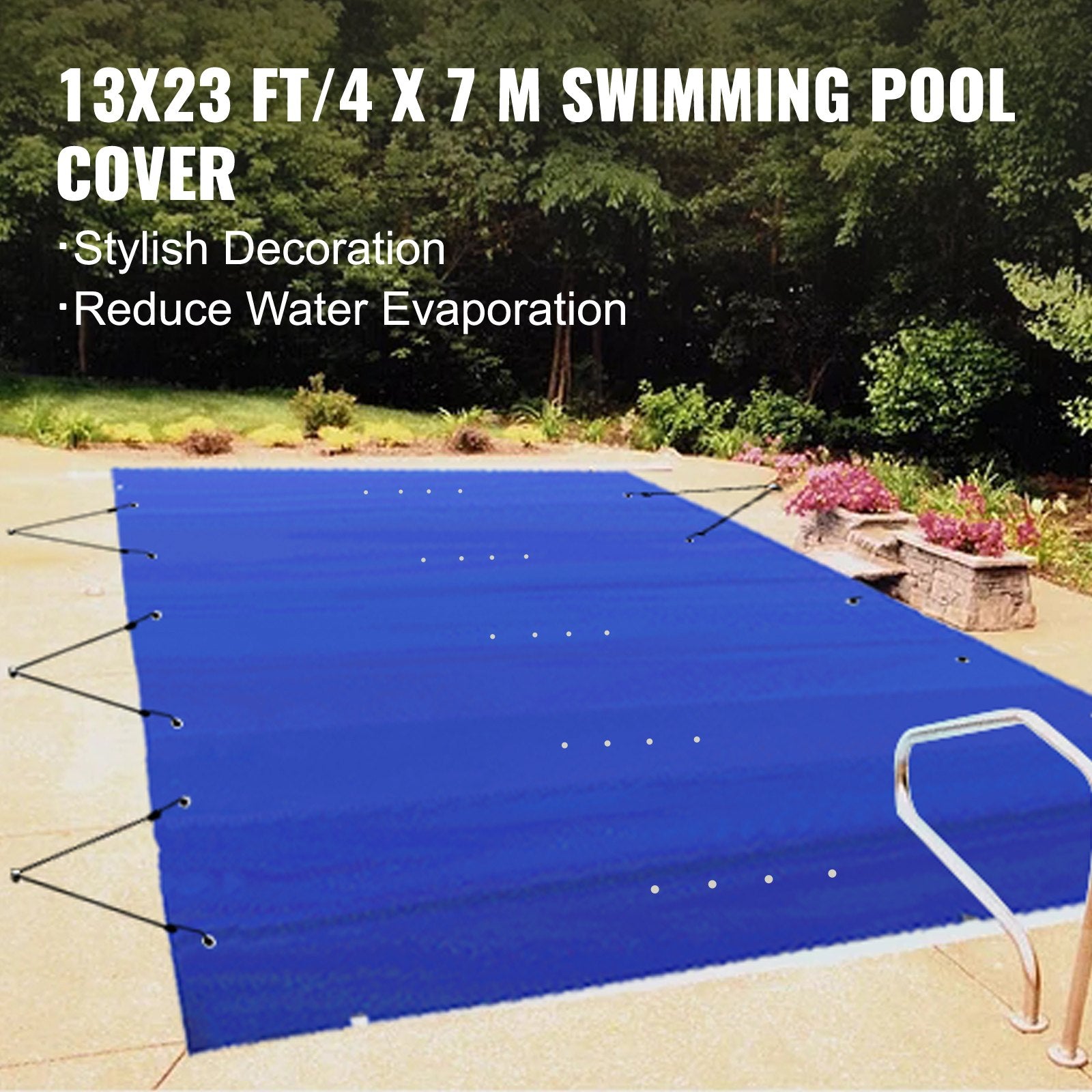 VEVOR Pool Safety Cover, 13x23 ft In-ground Pool Cover, Blue In-ground Pool Cover, PVC Pool Covers Rectangular Safety Pool Cover Solid Safety Pool Cover for Swimming Pool Winter Protection Cover 