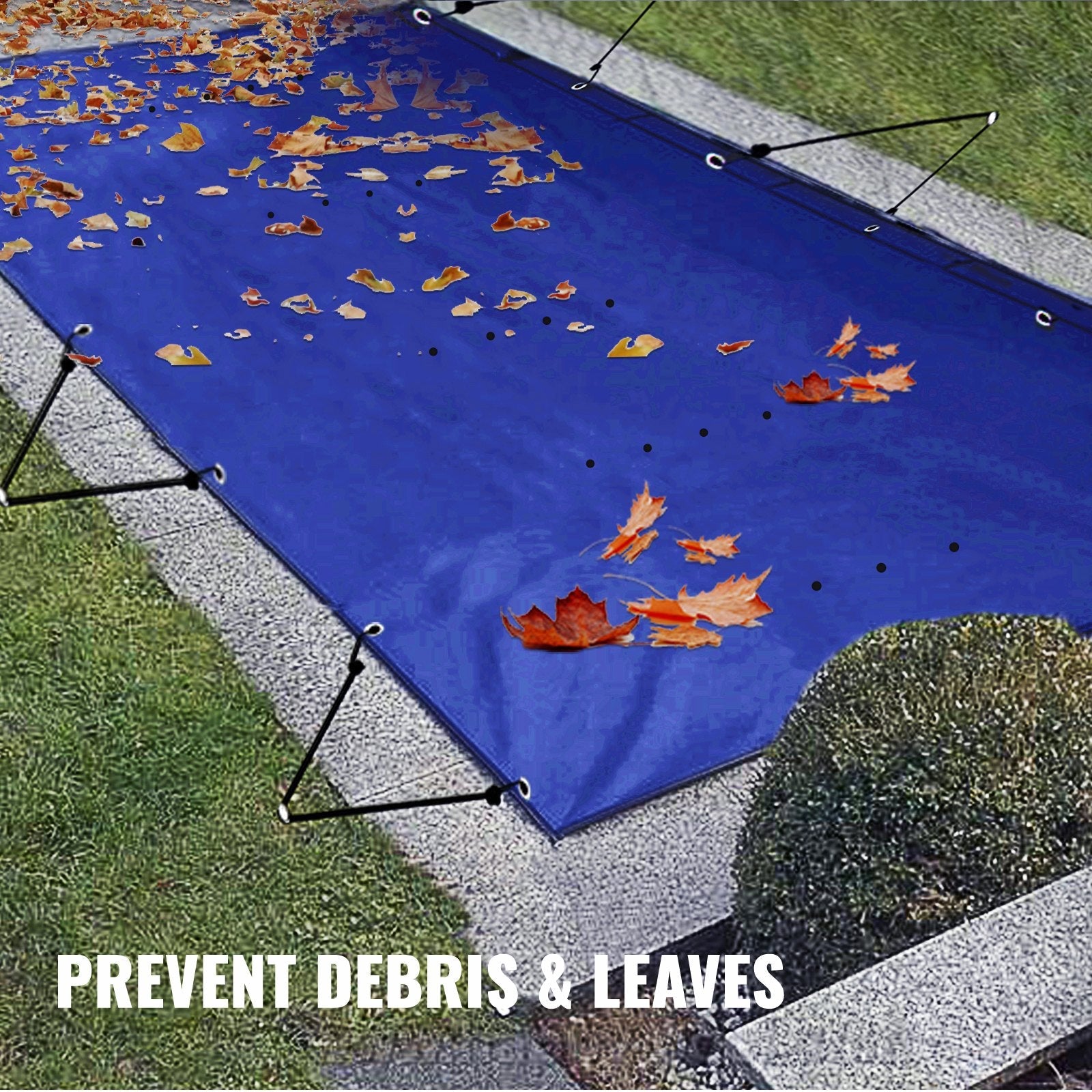 VEVOR Pool Safety Cover, 13x23 ft In-ground Pool Cover, Blue In-ground Pool Cover, PVC Pool Covers Rectangular Safety Pool Cover Solid Safety Pool Cover for Swimming Pool Winter Protection Cover 