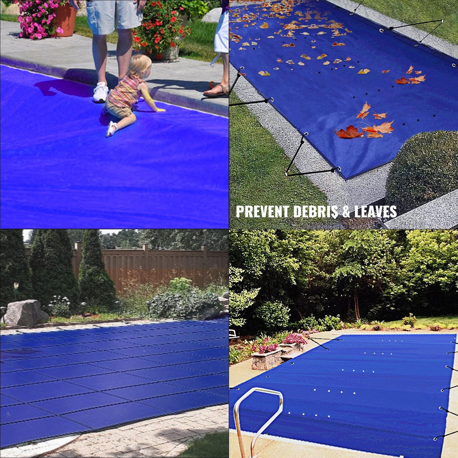 VEVOR Pool Safety Cover, 13x23 ft In-ground Pool Cover, Blue In-ground Pool Cover, PVC Pool Covers Rectangular Safety Pool Cover Solid Safety Pool Cover for Swimming Pool Winter Protection Cover 