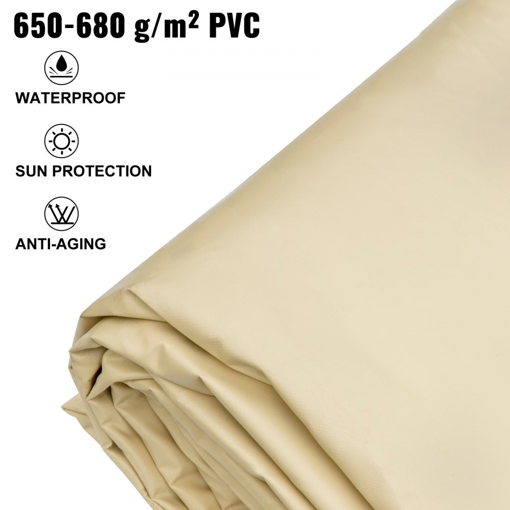 VEVOR Pool Safety Cover, 13x26 ft In-ground Pool Cover, Beige In-ground Pool Cover, PVC Pool Covers Rectangular Safety Pool Cover Solid Safety Pool Cover for Swimming Pool Winter Protection Cover 