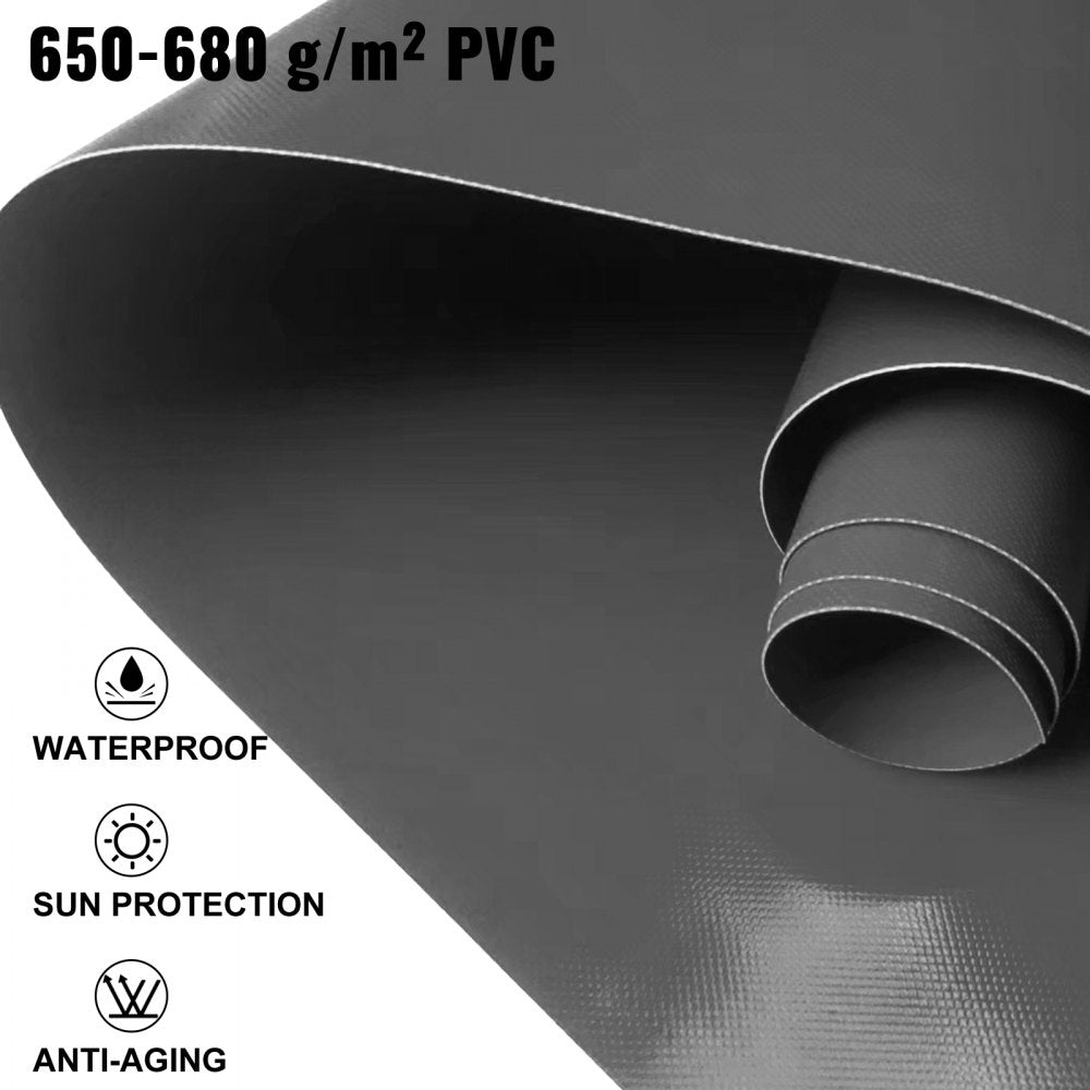 VEVOR Pool Safety Cover, 23 ft Dia. In-ground Pool Cover, Charcoal PVC Pool Covers, Round Safety Pool Cover In-ground Safety Cover Solid Safety Pool Cover for Swimming Pool Winter Protection Cover 