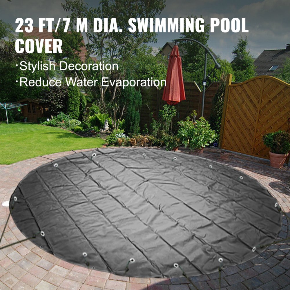 VEVOR Pool Safety Cover, 23 ft Dia. In-ground Pool Cover, Charcoal PVC Pool Covers, Round Safety Pool Cover In-ground Safety Cover Solid Safety Pool Cover for Swimming Pool Winter Protection Cover 