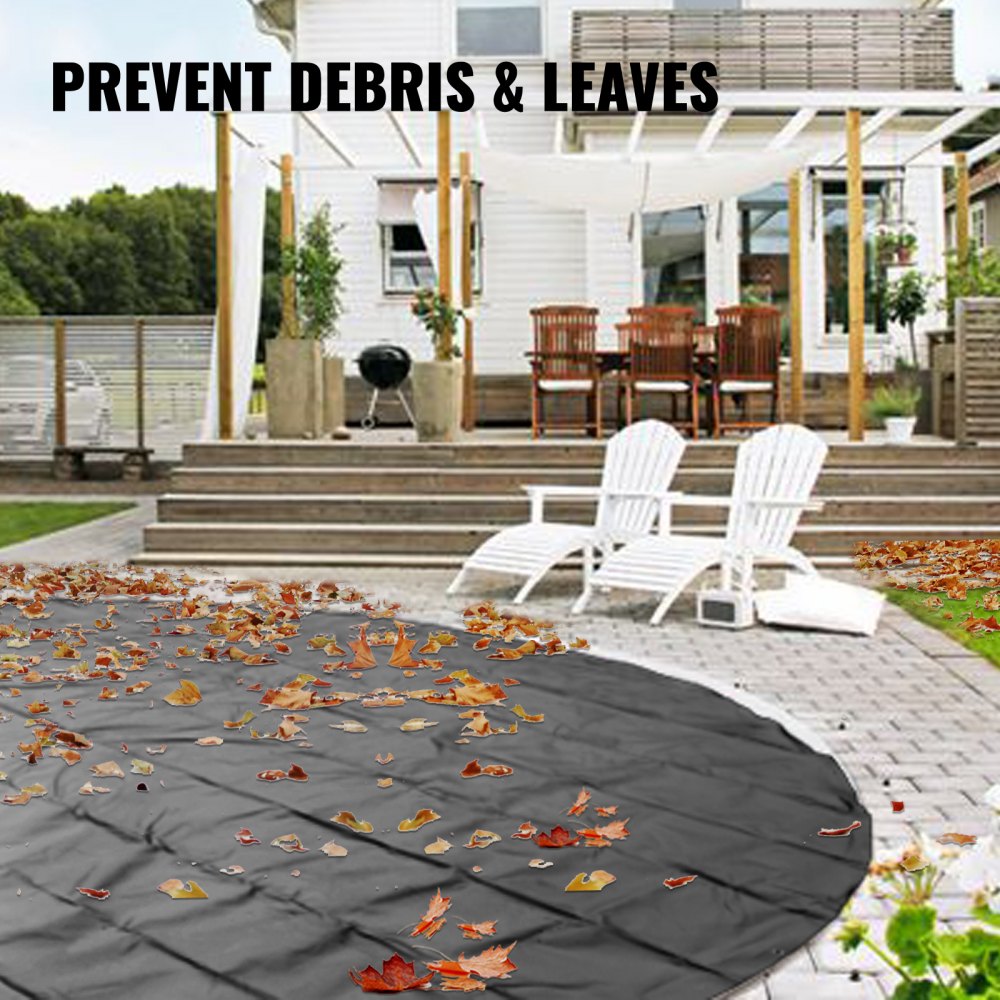 VEVOR Pool Safety Cover, 23 ft Dia. In-ground Pool Cover, Charcoal PVC Pool Covers, Round Safety Pool Cover In-ground Safety Cover Solid Safety Pool Cover for Swimming Pool Winter Protection Cover 