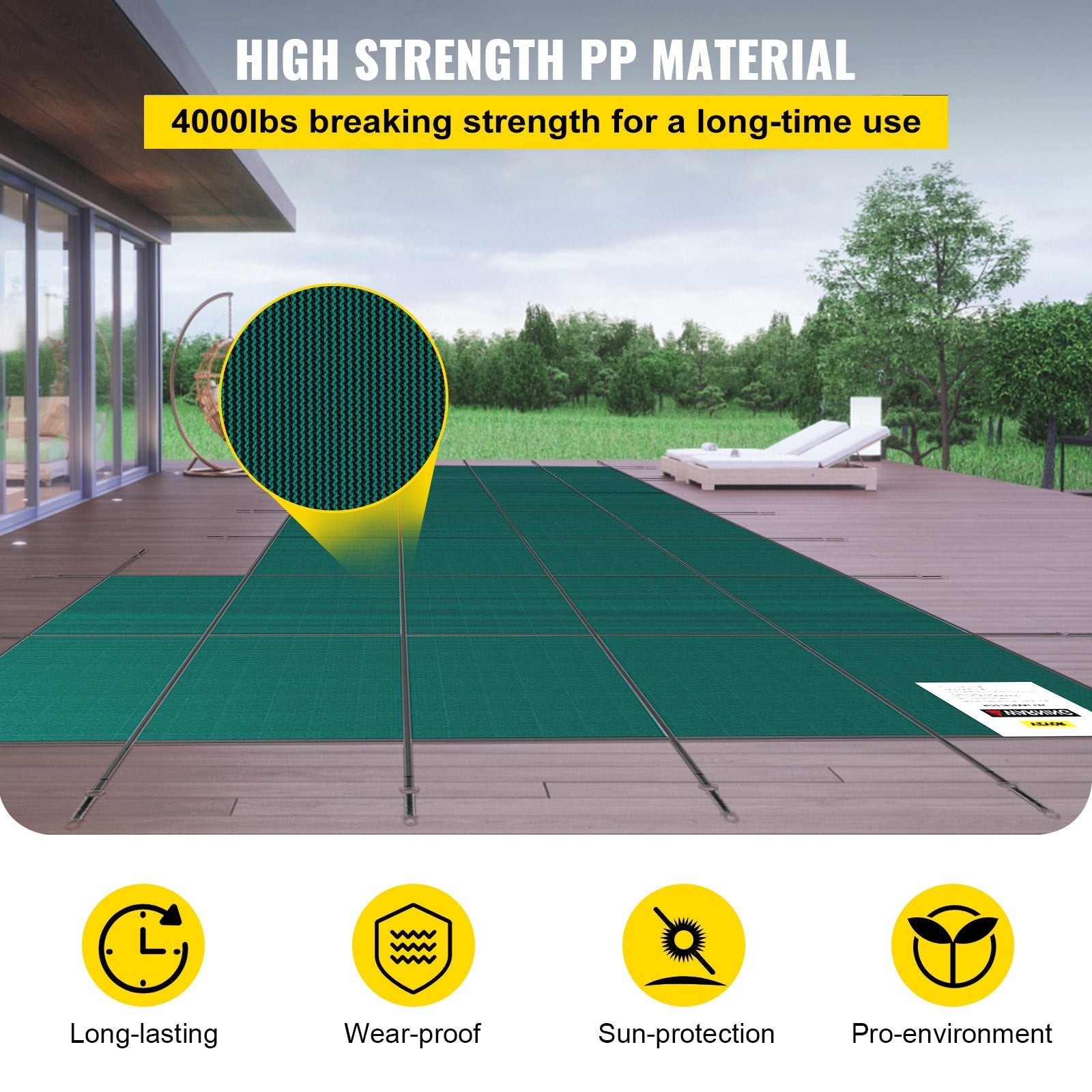 VEVOR Inground Pool Safety Cover Winter Pool Cover 22 x 42 ft with Right Step 